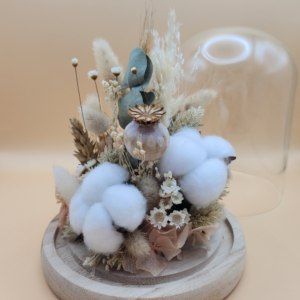 Cloche fleurs séchées en verre