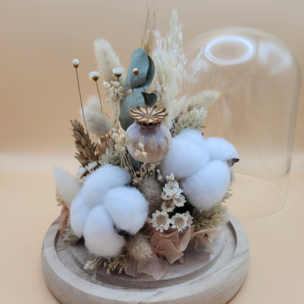 Cloche fleurs séchées en verre