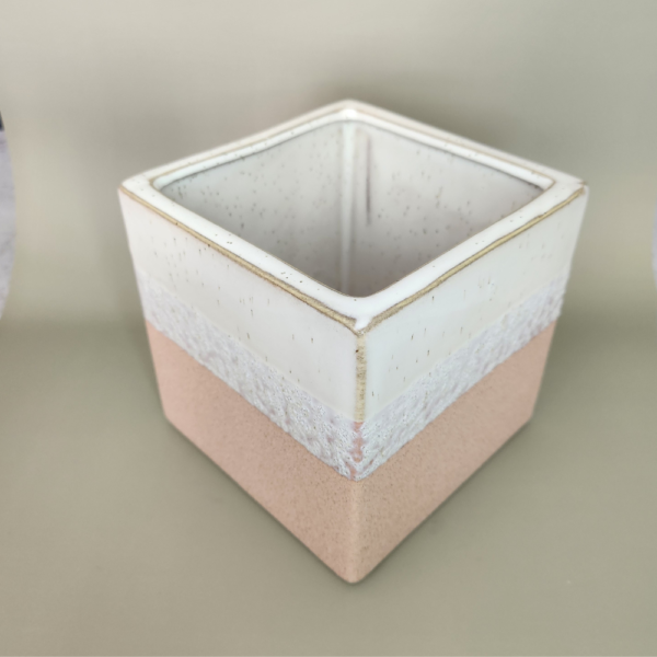 pot carré en céramique rose