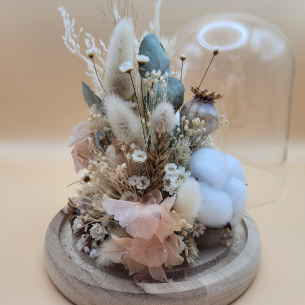 Cloche fleurs séchées en verre – Image 2