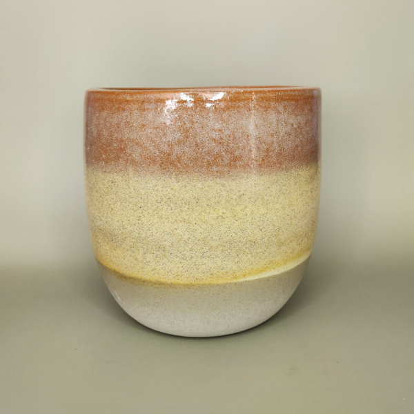 Pot céramique orange et jaune