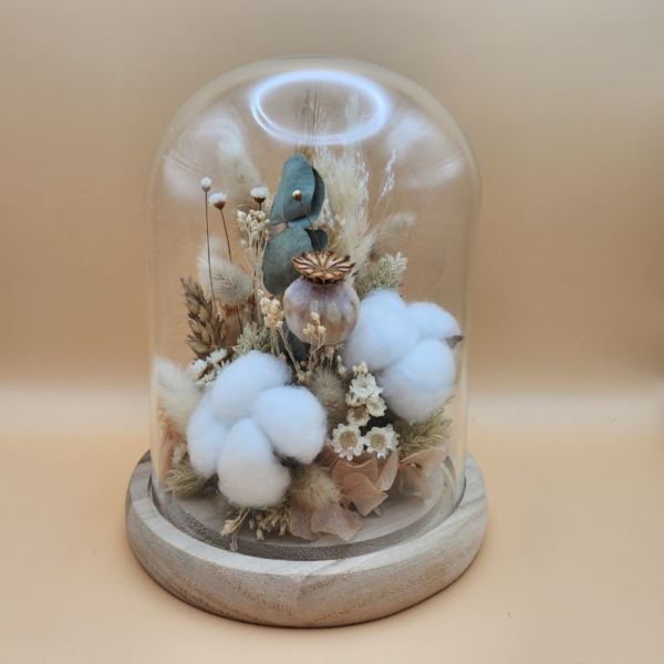 Cloche fleurs séchées en verre – Image 3