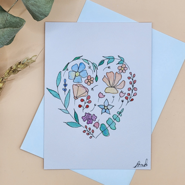 Carte Postale Aquarelle Plaisir d'offrir